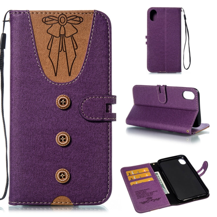 For iPhone XR Splicing Embossed Female Style Horizontal Flip Leather Case  with Holder & Card Slots & Wallet & Lanyard