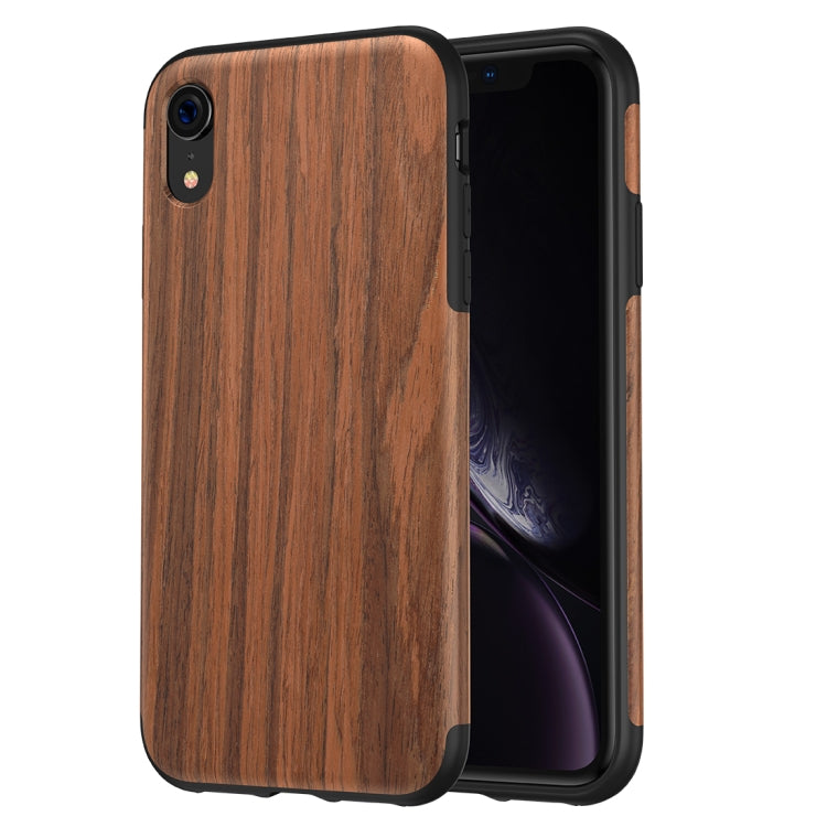 For iPhone XR ROCK Rosewood Wood Texture TPU Case