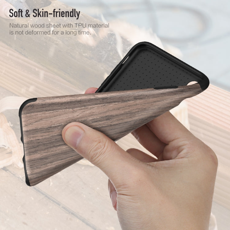 For iPhone XR ROCK Rosewood Wood Texture TPU Case