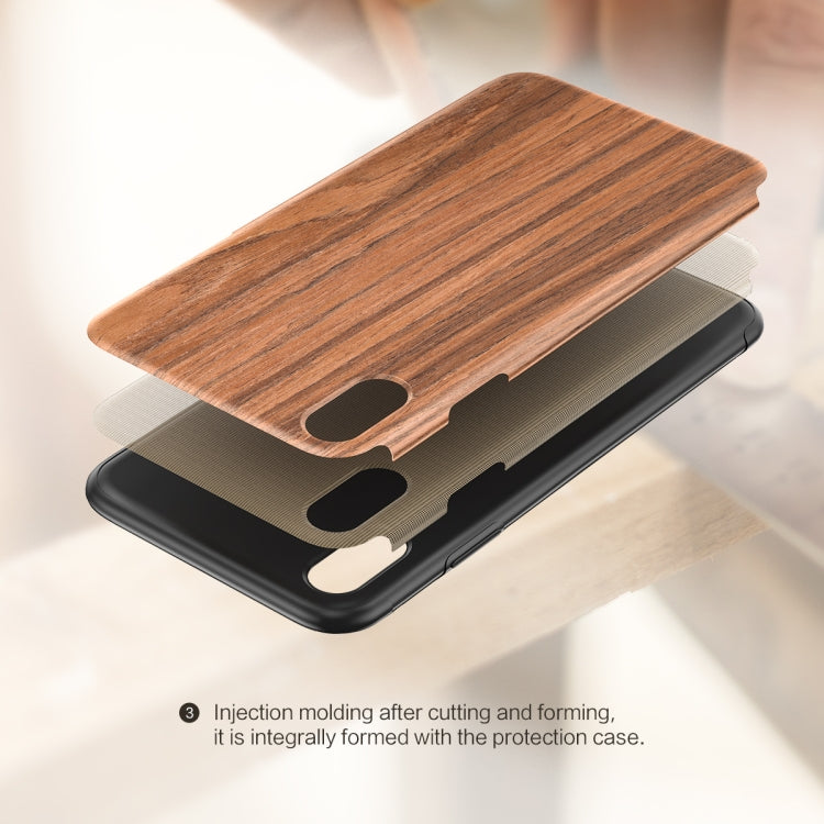 For iPhone XR ROCK Rosewood Wood Texture TPU Case