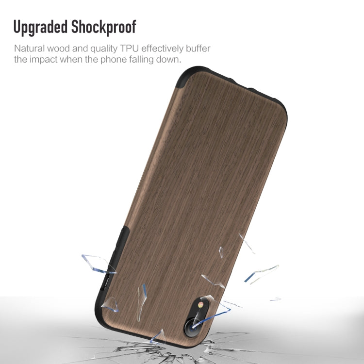 For iPhone XR ROCK Rosewood Wood Texture TPU Case