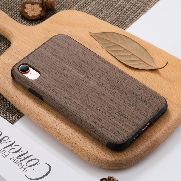 For iPhone XR ROCK Black Rose Wood Texture TPU Case