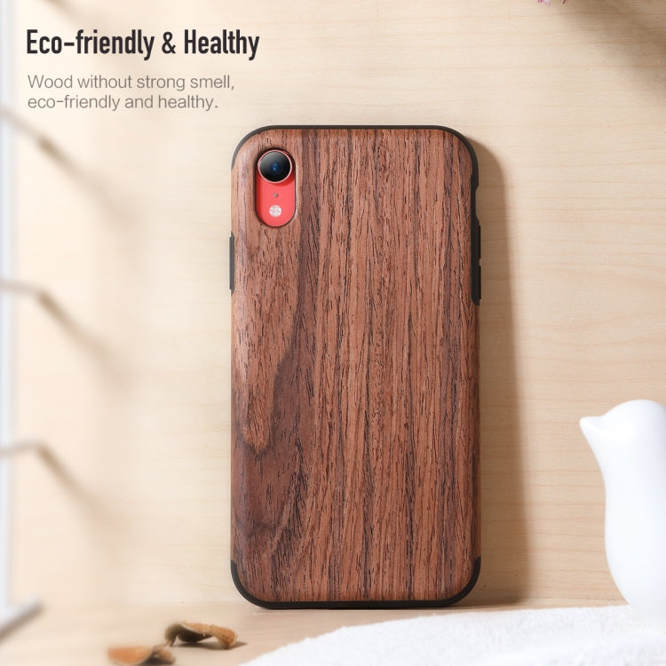 For iPhone XR ROCK Black Rose Wood Texture TPU Case