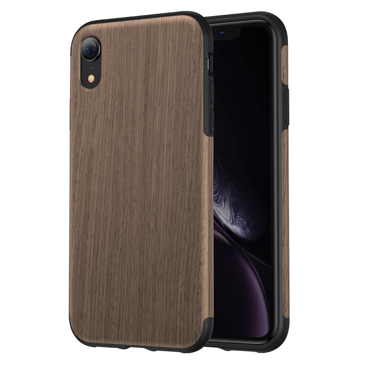 For iPhone XR ROCK Black Rose Wood Texture TPU Case