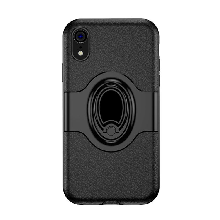 For iPhone XR Shockproof Full Coverage Case with Magnetic Rotatable Ring Holder