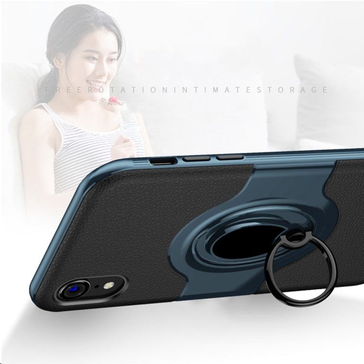 For iPhone XR Shockproof Full Coverage Case with Magnetic Rotatable Ring Holder