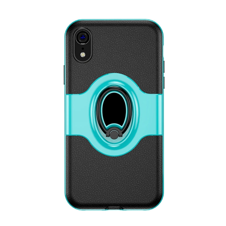 For iPhone XR Shockproof Full Coverage Case with Magnetic Rotatable Ring Holder
