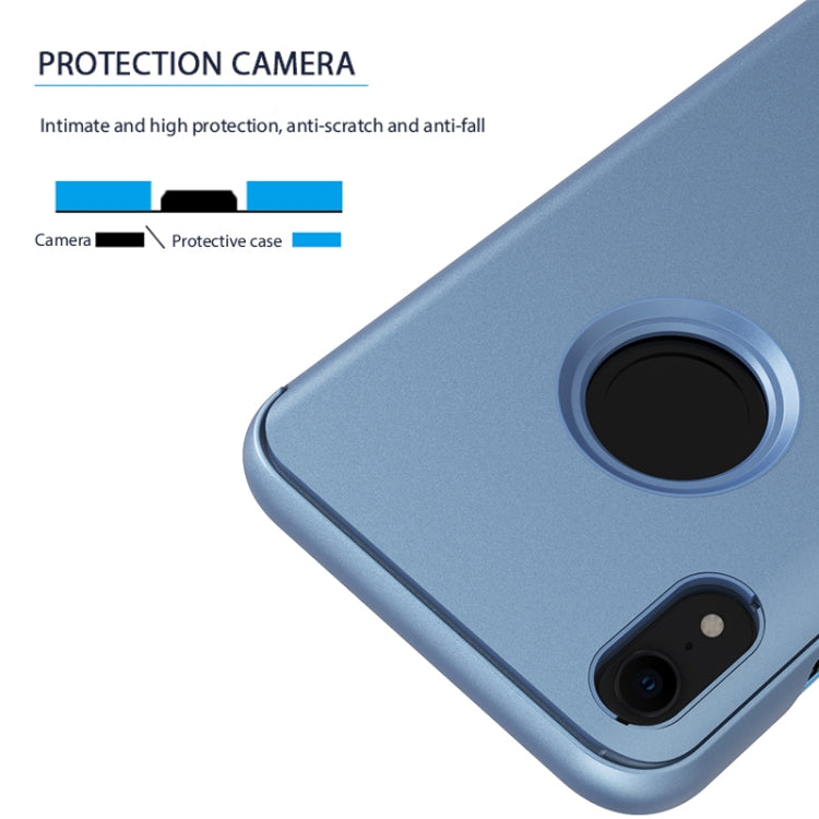 For iPhone XR Electroplating Mirror Horizontal Flip Leather Case with Holder