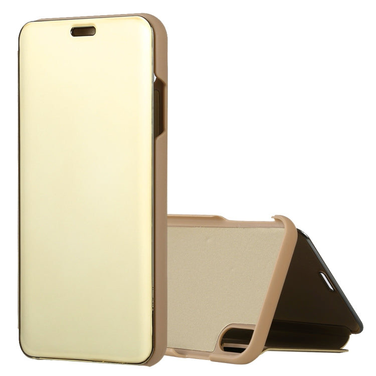 For iPhone XR Electroplating Mirror Horizontal Flip Leather Case with Holder