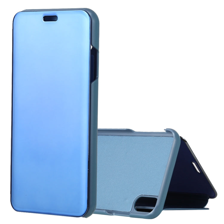 For iPhone XR Electroplating Mirror Horizontal Flip Leather Case with Holder