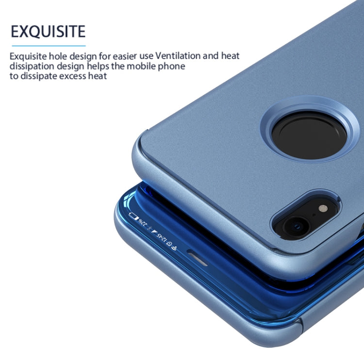 For iPhone XR Electroplating Mirror Horizontal Flip Leather Case with Holder