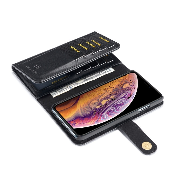For iPhone XR DG.MING Triple Fold Crazy Horse Texture Magnetic Horizontal Flip Leather Case with Holder & Card Slots & Wallet