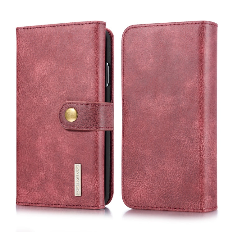 For iPhone XR DG.MING Triple Fold Crazy Horse Texture Magnetic Horizontal Flip Leather Case with Holder & Card Slots & Wallet