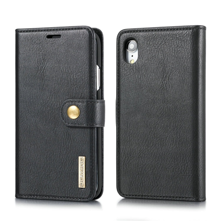 For iPhone XR DG.MING Crazy Horse Texture Flip Detachable Magnetic Leather Case with Holder & Card Slots & Wallet
