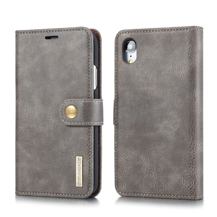 For iPhone XR DG.MING Crazy Horse Texture Flip Detachable Magnetic Leather Case with Holder & Card Slots & Wallet