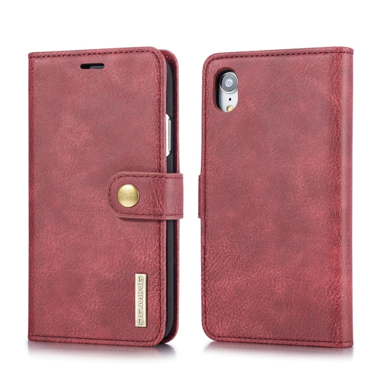 For iPhone XR DG.MING Crazy Horse Texture Flip Detachable Magnetic Leather Case with Holder & Card Slots & Wallet