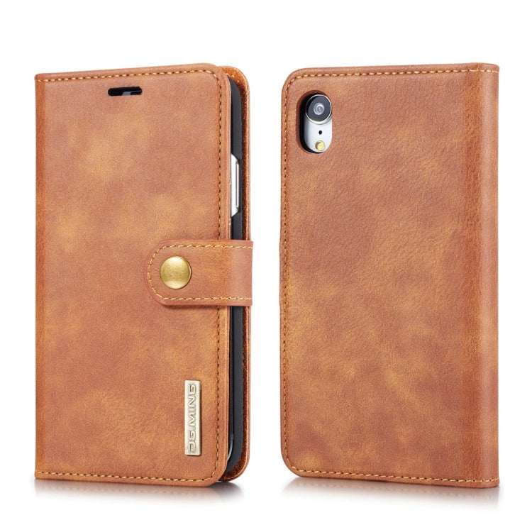For iPhone XR DG.MING Crazy Horse Texture Flip Detachable Magnetic Leather Case with Holder & Card Slots & Wallet