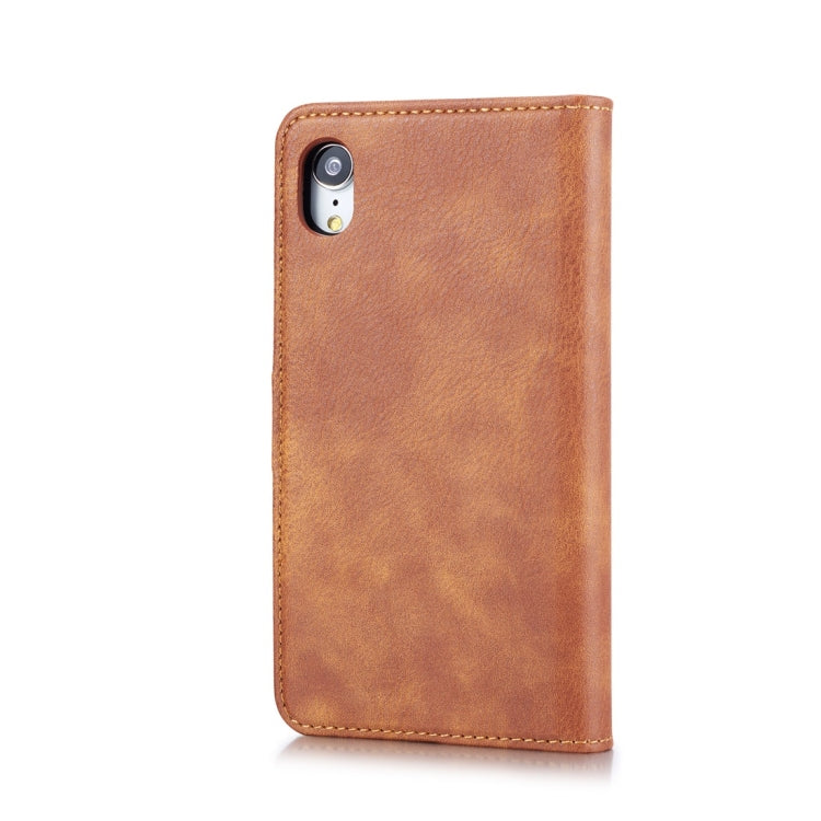 For iPhone XR DG.MING Crazy Horse Texture Flip Detachable Magnetic Leather Case with Holder & Card Slots & Wallet