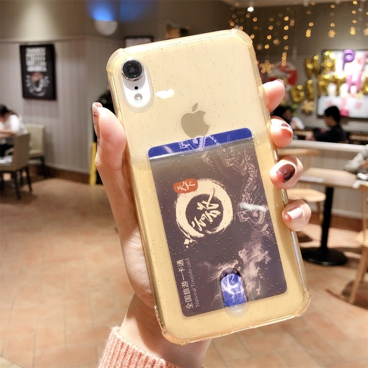 For iPhone XR Shockproof Ultrathin Transparent TPU Protective Case with Card Slot