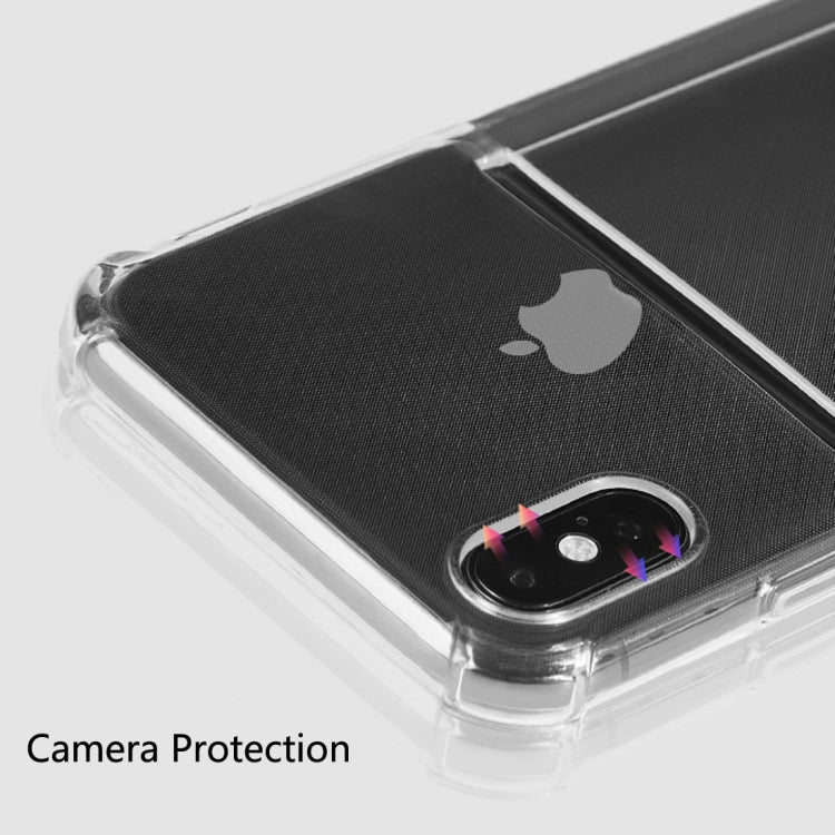 For iPhone XR Shockproof Ultrathin Transparent TPU Protective Case with Card Slot