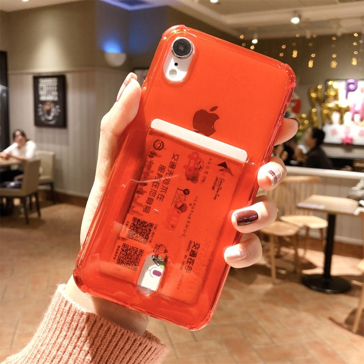 For iPhone XR Shockproof Ultrathin Transparent TPU Protective Case with Card Slot