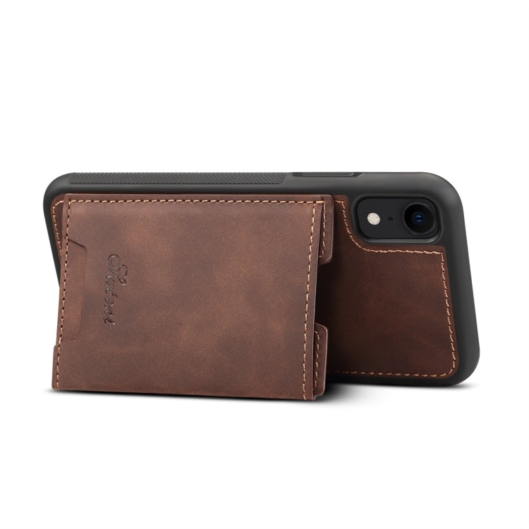 For iPhone XR Shockproof TPU + PU Protective Case with Holder & Card Slot