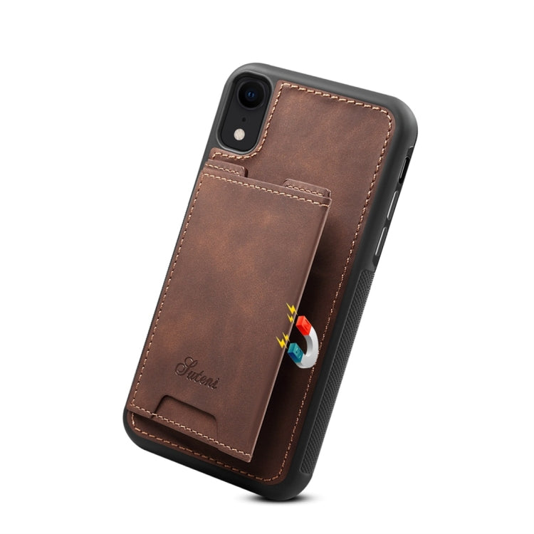 For iPhone XR Shockproof TPU + PU Protective Case with Holder & Card Slot