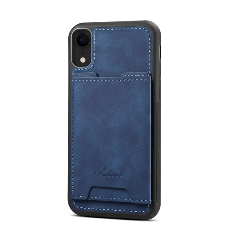For iPhone XR Shockproof TPU + PU Protective Case with Holder & Card Slot
