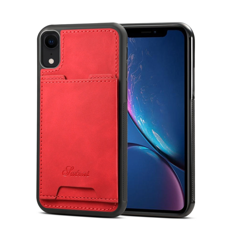 For iPhone XR Shockproof TPU + PU Protective Case with Holder & Card Slot