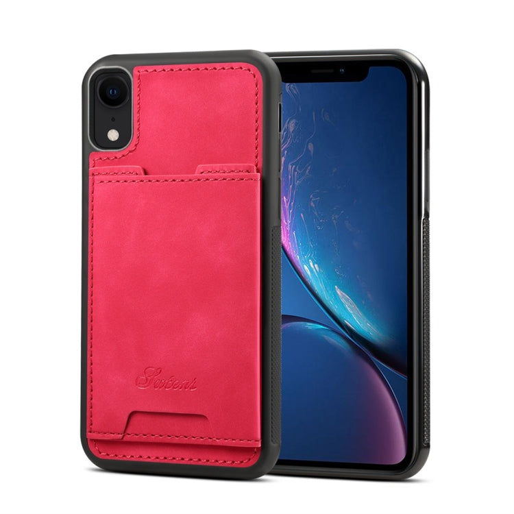 For iPhone XR Shockproof TPU + PU Protective Case with Holder & Card Slot
