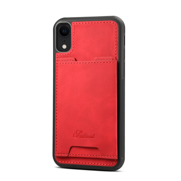 For iPhone XR Shockproof TPU + PU Protective Case with Holder & Card Slot