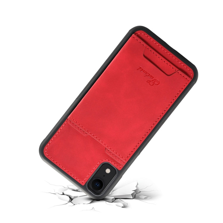For iPhone XR Shockproof TPU + PU Protective Case with Holder & Card Slot