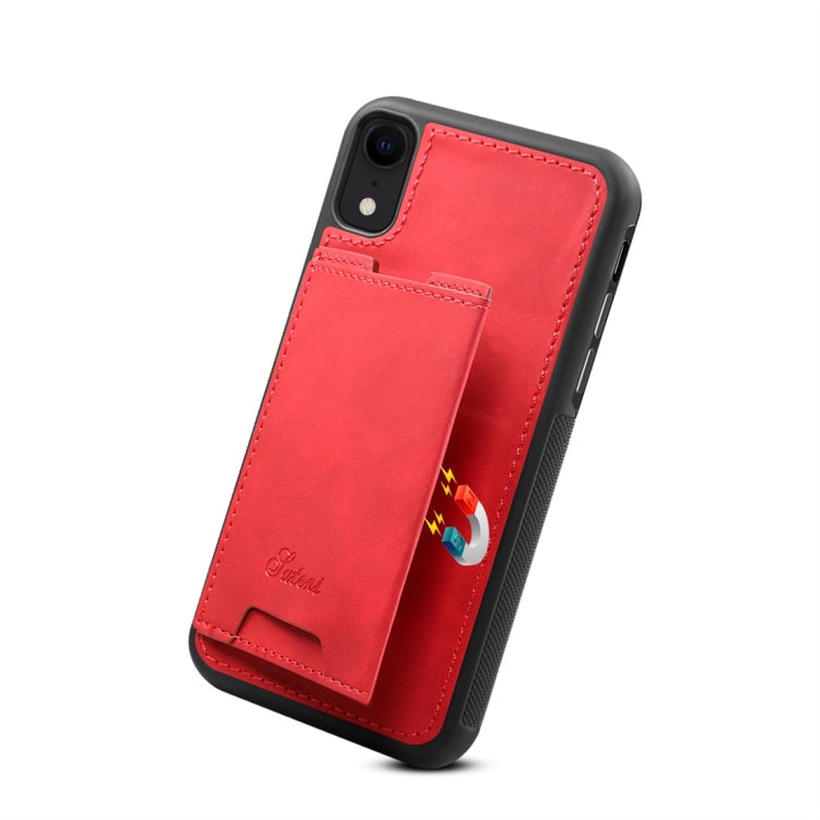 For iPhone XR Shockproof TPU + PU Protective Case with Holder & Card Slot