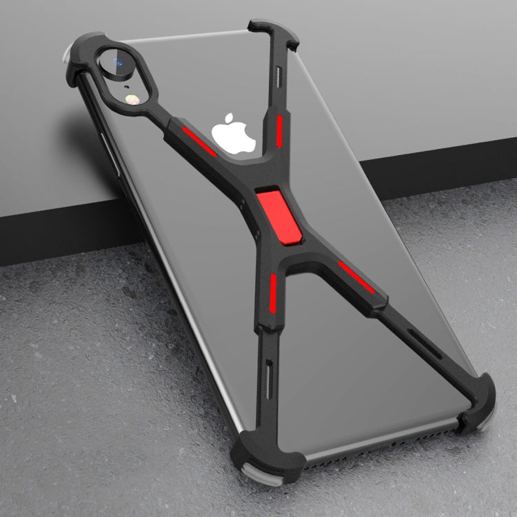 For iPhone XR Shockproof Metal Bare Frame Protective Case (Black Red)