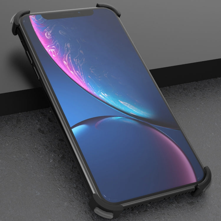 For iPhone XR Shockproof Metal Bare Frame Protective Case (Black Red)