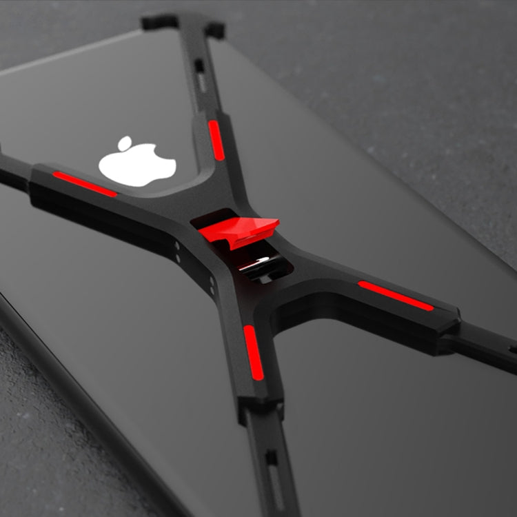 For iPhone XR Shockproof Metal Bare Frame Protective Case (Black Red)