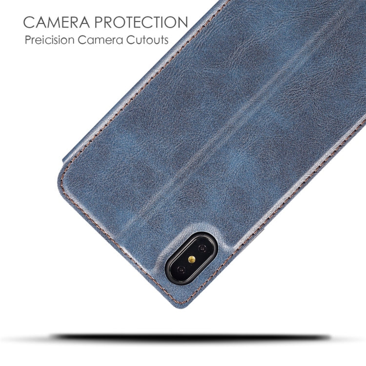 For iPhone XR Retro Simple Ultra-thin Magnetic Horizontal Flip Leather Case with Holder & Card Slots & Lanyard