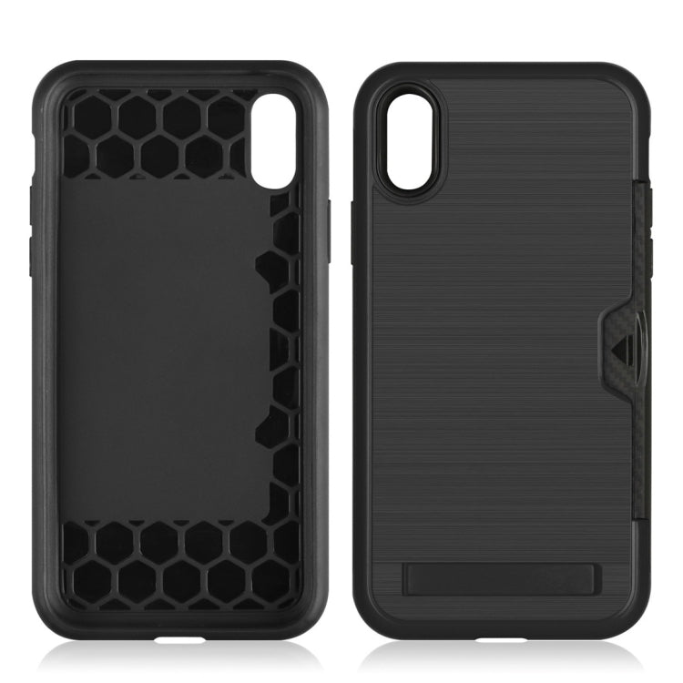 For iPhone XR Ultrathin TPU + PC Protective Case with Card Slot & Holder