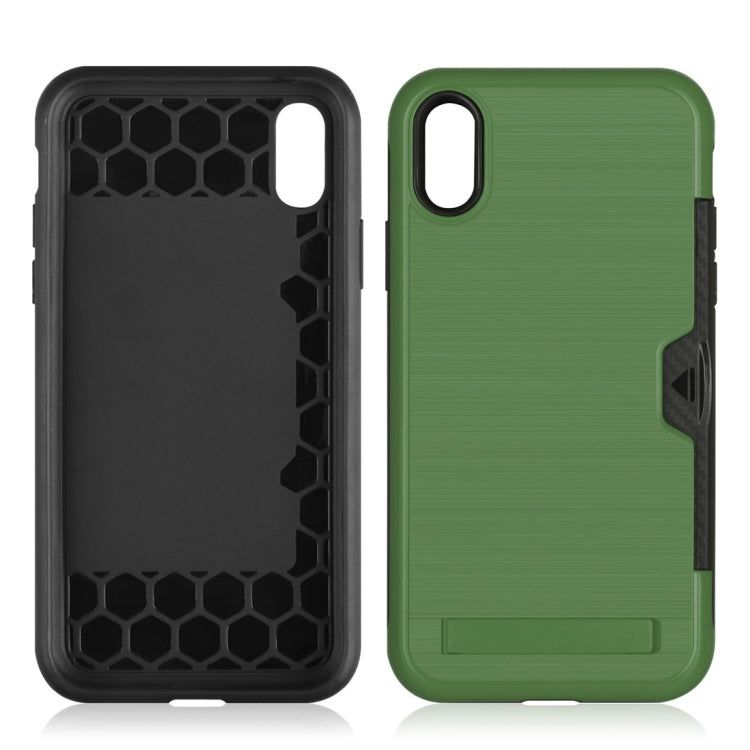 For iPhone XR Ultrathin TPU + PC Protective Case with Card Slot & Holder