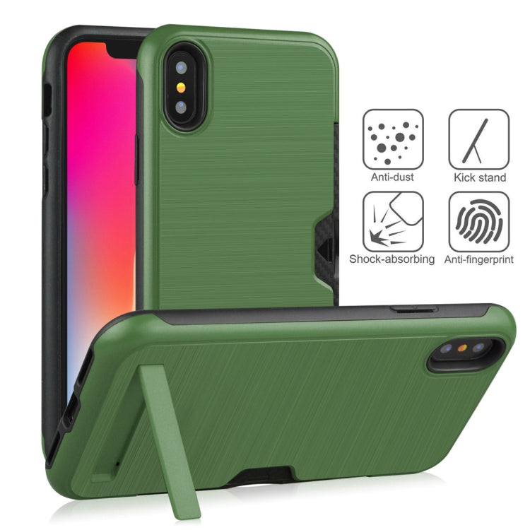 For iPhone XR Ultrathin TPU + PC Protective Case with Card Slot & Holder