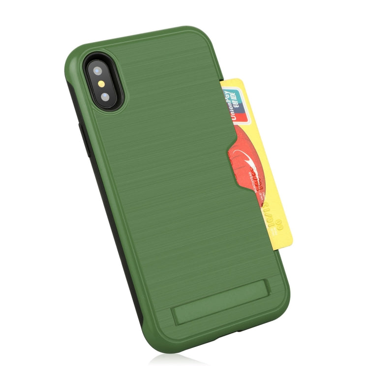 For iPhone XR Ultrathin TPU + PC Protective Case with Card Slot & Holder