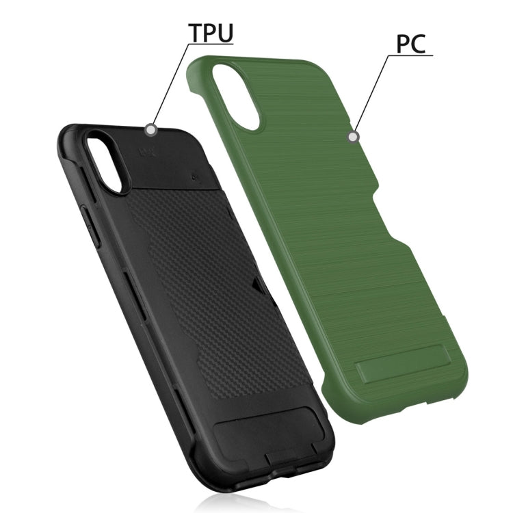 For iPhone XR Ultrathin TPU + PC Protective Case with Card Slot & Holder