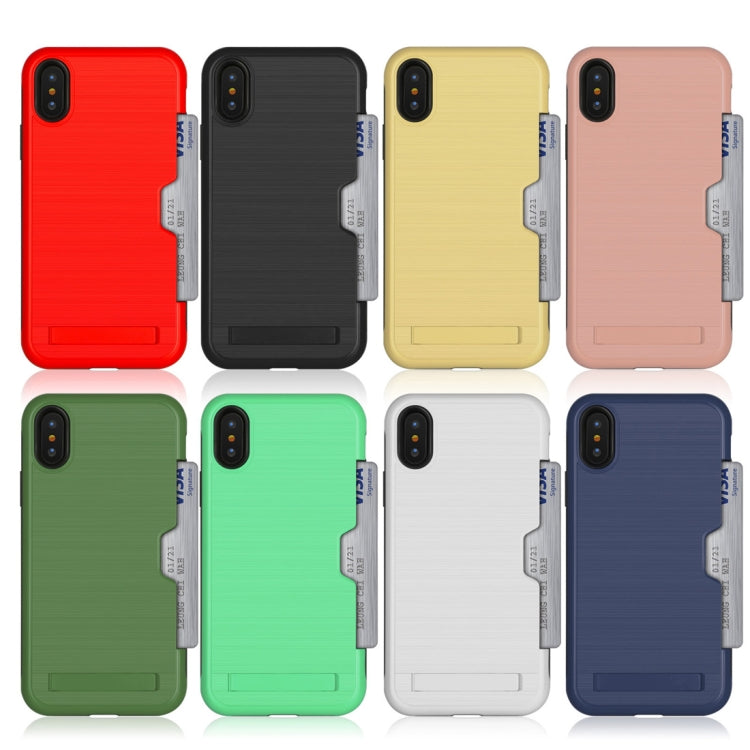 For iPhone XR Ultrathin TPU + PC Protective Case with Card Slot & Holder