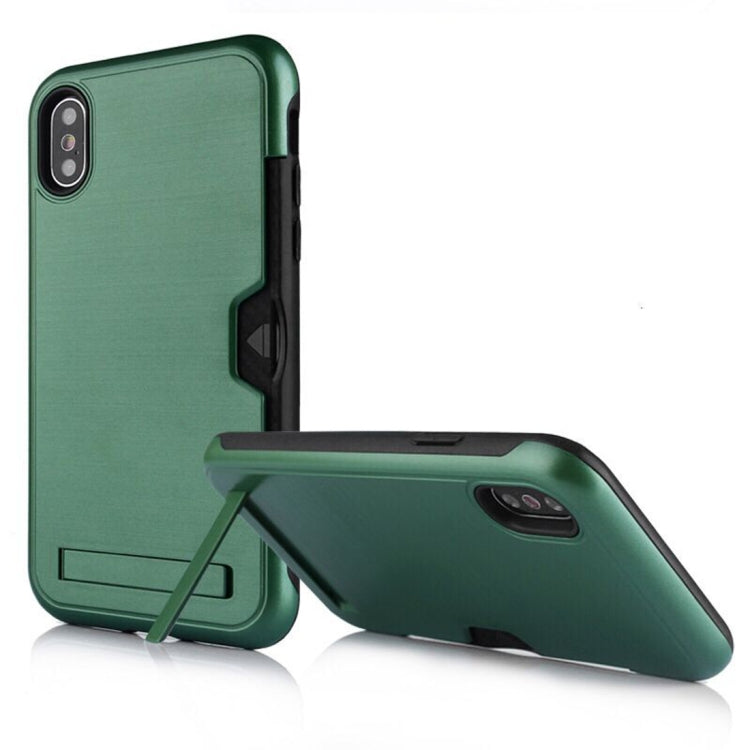 For iPhone XR Ultrathin TPU + PC Protective Case with Card Slot & Holder