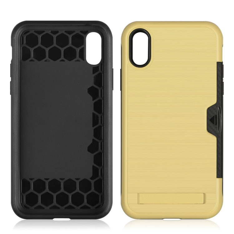For iPhone XR Ultrathin TPU + PC Protective Case with Card Slot & Holder