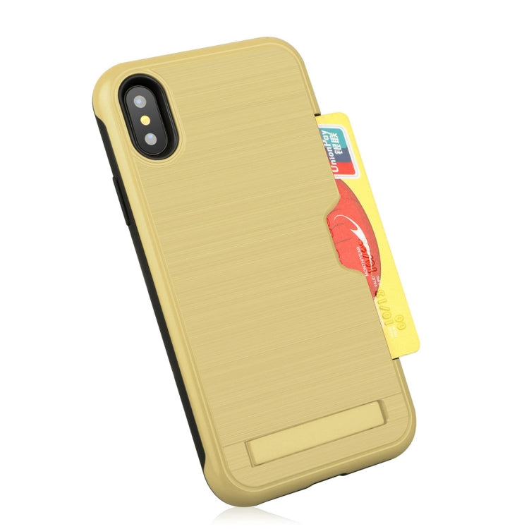 For iPhone XR Ultrathin TPU + PC Protective Case with Card Slot & Holder