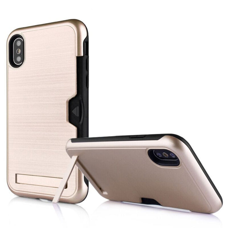 For iPhone XR Ultrathin TPU + PC Protective Case with Card Slot & Holder