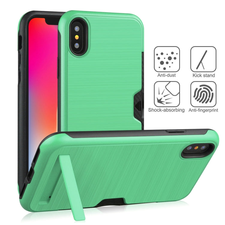 For iPhone XR Ultrathin TPU + PC Protective Case with Card Slot & Holder