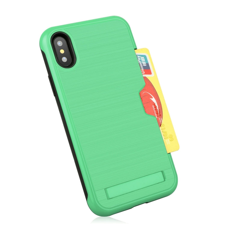 For iPhone XR Ultrathin TPU + PC Protective Case with Card Slot & Holder
