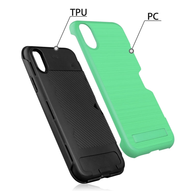 For iPhone XR Ultrathin TPU + PC Protective Case with Card Slot & Holder